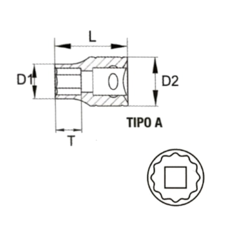 Soquete Estriado 10 mm Encaixe 3/8