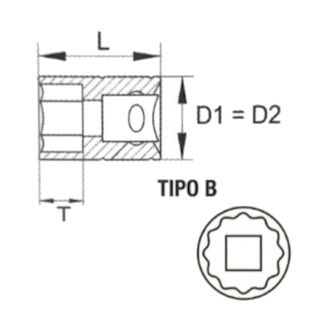 Soquete Estriado 19 mm com Encaixe de 1/2