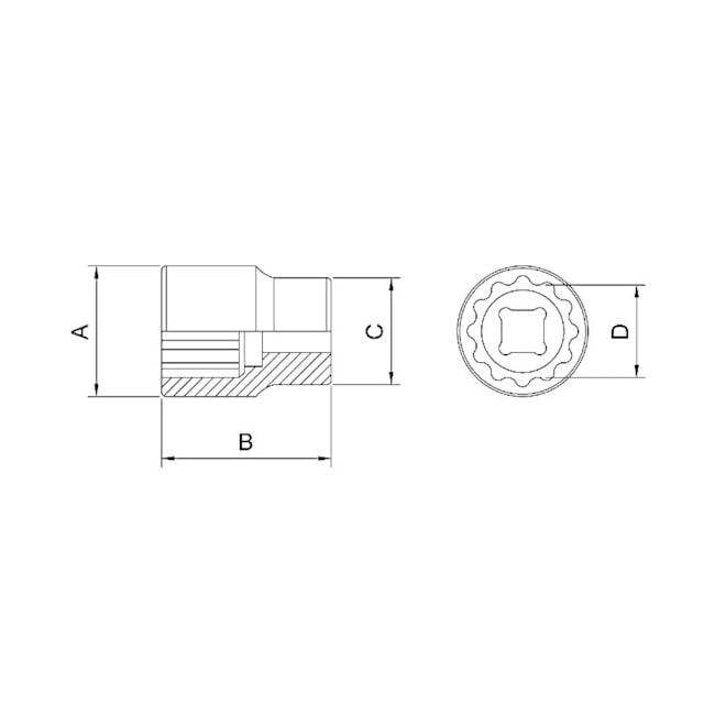 Soquete Estriado 19 mm Encaixe 3/4