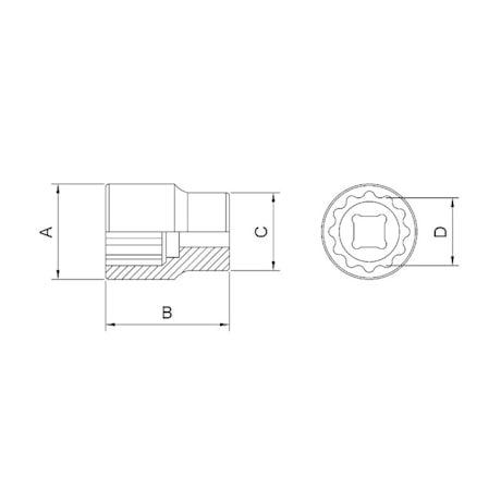 Soquete Estriado 21 mm Encaixe 3/4