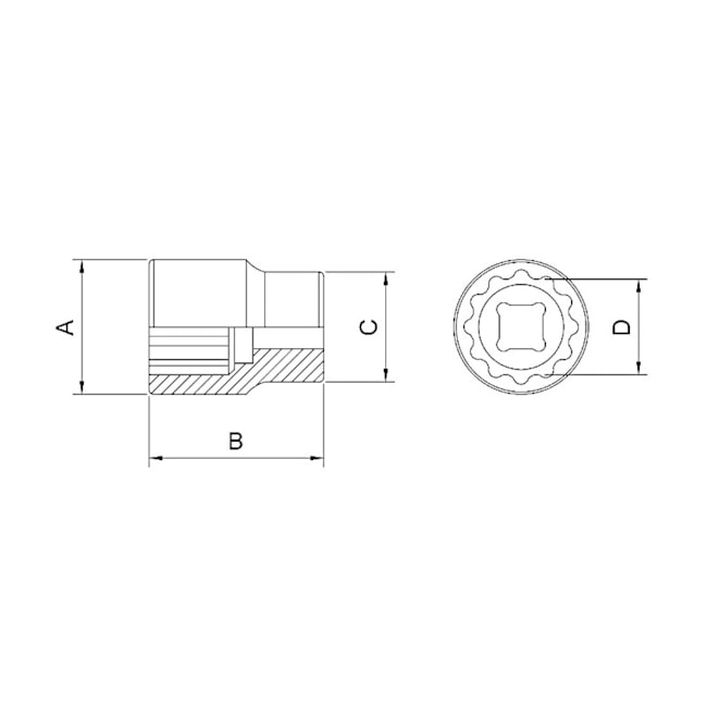 Soquete Estriado 21 mm Encaixe 3/4
