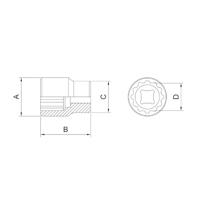 Soquete Estriado 8 mm Encaixe 1/2