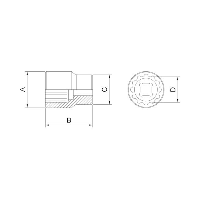 Soquete Estriado com Encaixe 1/2