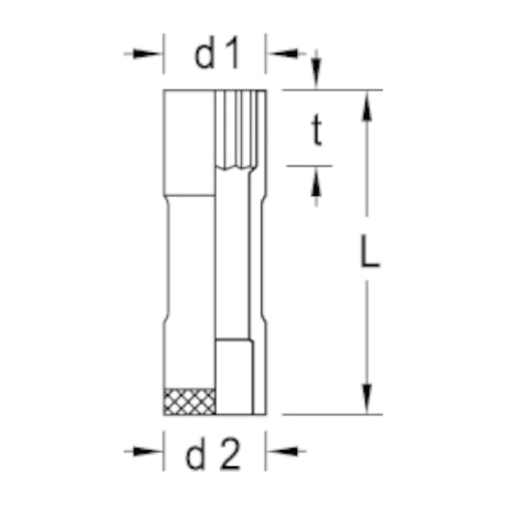 Soquete Estriado Longo 10 mm com Encaixe de 1/2