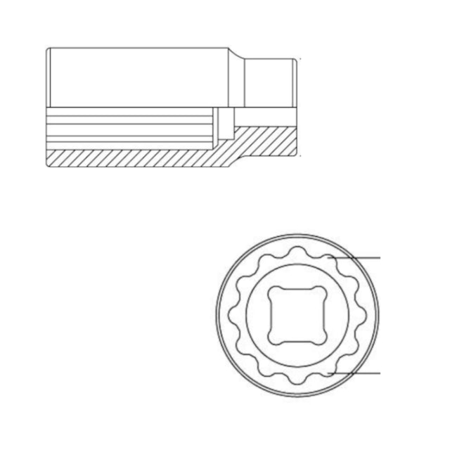 Soquete Estriado Longo de 17mm com Encaixe 1/2