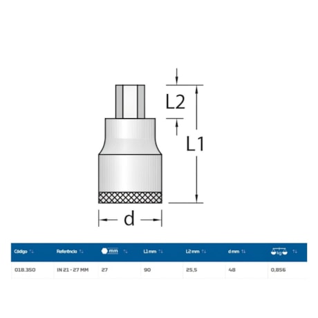 Soquete Hexagonal 27mm Encaixe 1