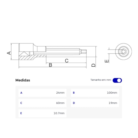 Soquete Hexagonal 3/8