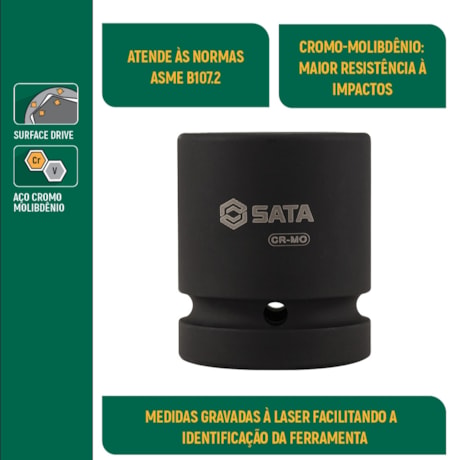 Soquete Impacto Sextavado 22mm Encaixe 3/4