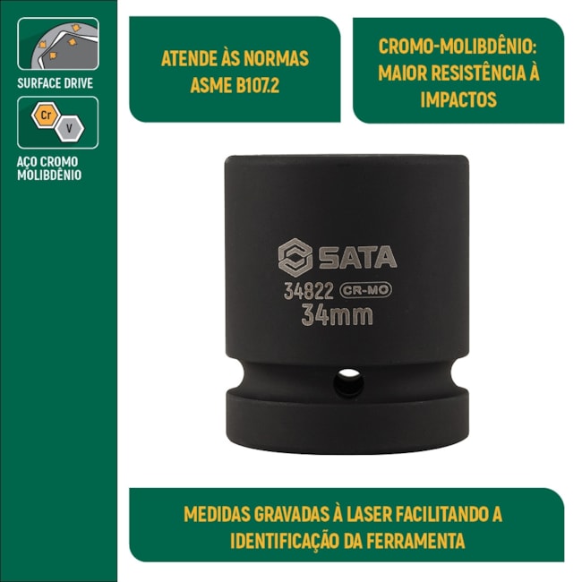 Soquete Impacto Sextavado 40mm Encaixe 1