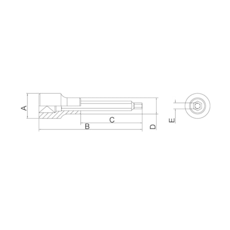 Soquete Longo Hexagonal 5mm Encaixe 1/2