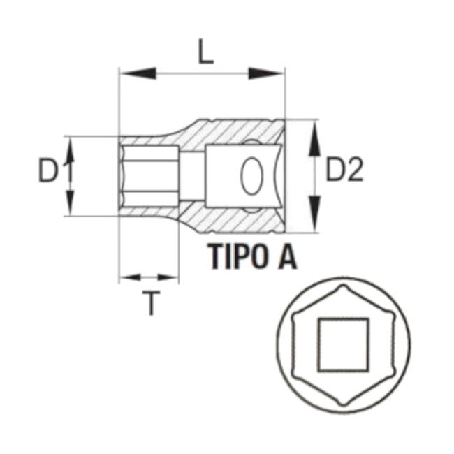 Soquete Sextavado 12 mm Encaixe 1/2