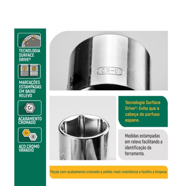 Soquete Sextavado 14mm Encaixe 3/8