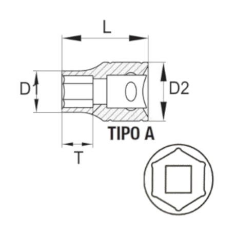 Soquete Sextavado 15 mm Encaixe 1/2