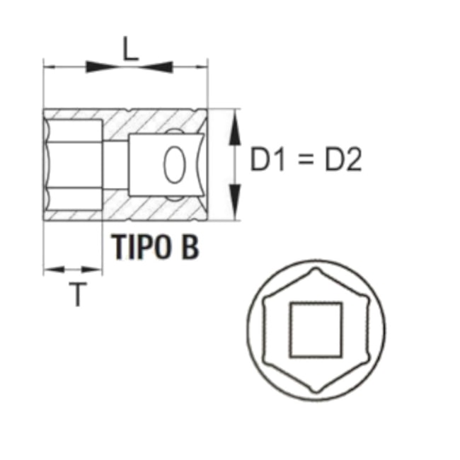 Soquete Sextavado 16 mm Encaixe 1/2