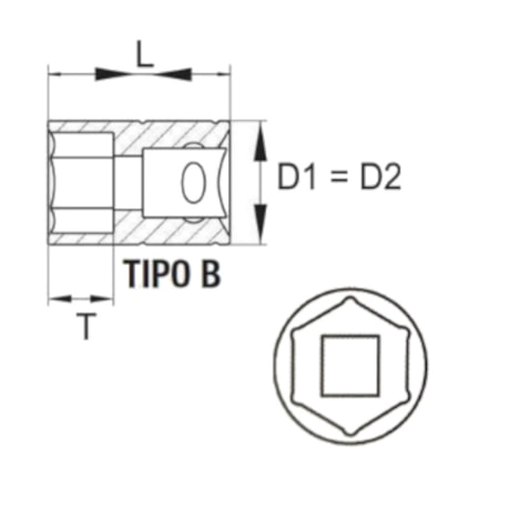 Soquete Sextavado 17 mm Encaixe 1/2