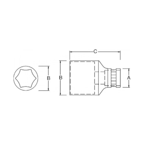 Soquete Sextavado 18 mm Encaixe 1/2