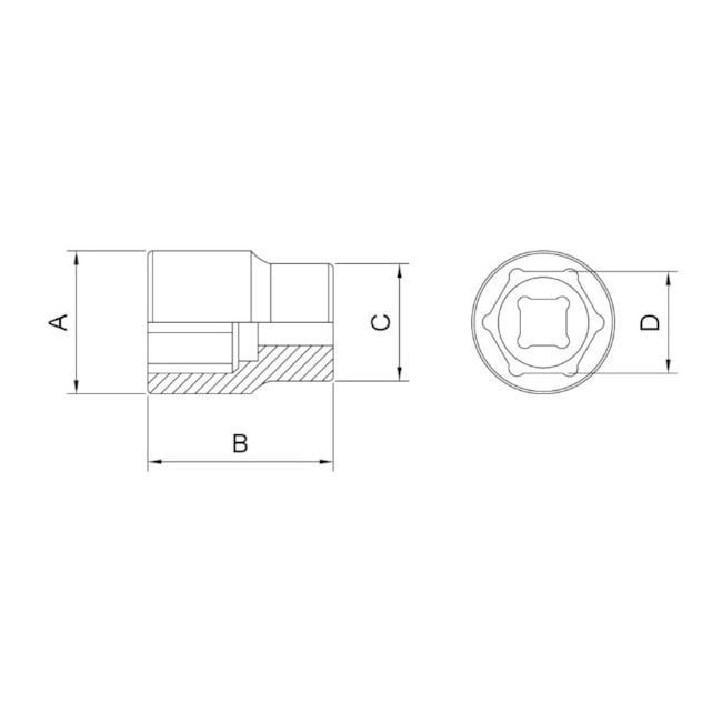 Soquete Sextavado 19 mm Encaixe 1/2