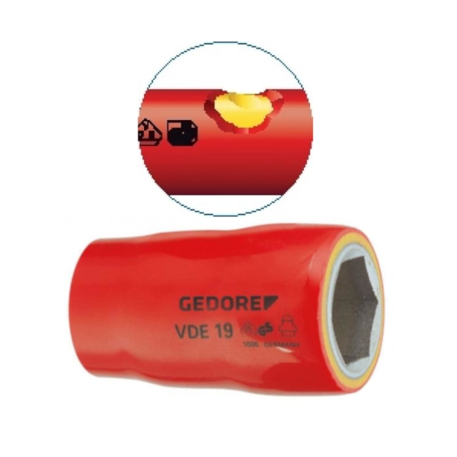 Soquete Sextavado 24mm Isolado 1000V VDE Encaixe 1/2