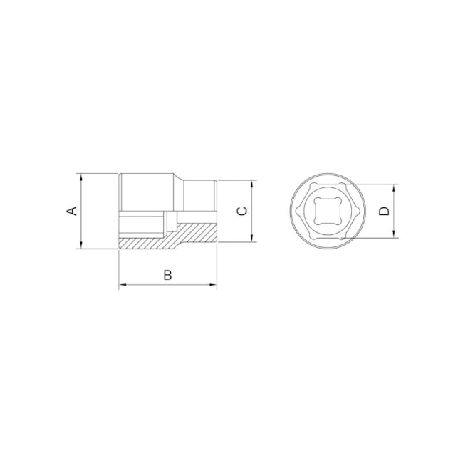 Soquete Sextavado 7 mm Encaixe 3/8