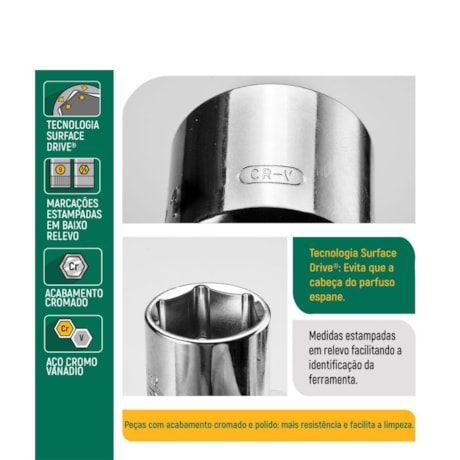 Soquete Sextavado 7mm Encaixe 3/8