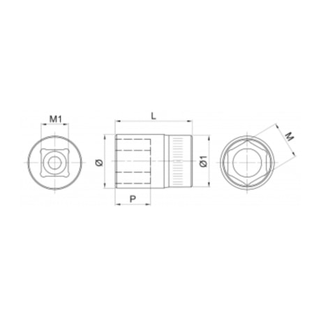 Soquete Sextavado 8mm Encaixe 1/2