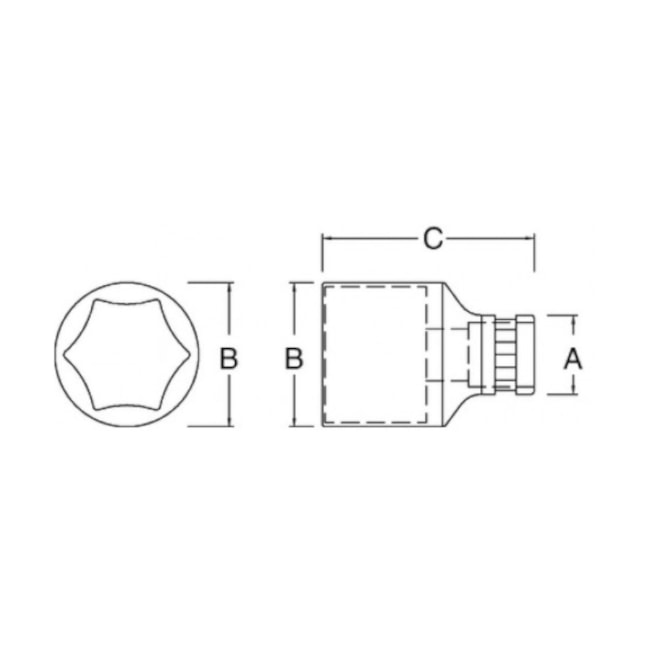 Soquete Sextavado 8mm Encaixe 3/8