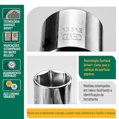 Soquete Sextavado 9mm Encaixe 3/8