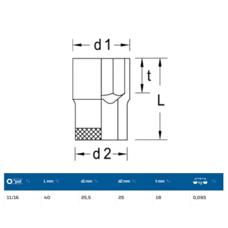 Soquete Sextavado Cobre-Berílio Antifaiscante 11/16
