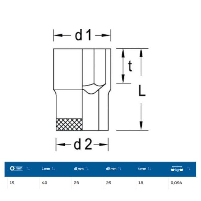 Soquete Sextavado Cobre-Berílio Antifaiscante 15mm Encaixe 1/2