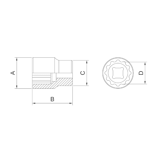 Soquete Sextavado de 14mm Encaixe 1/2