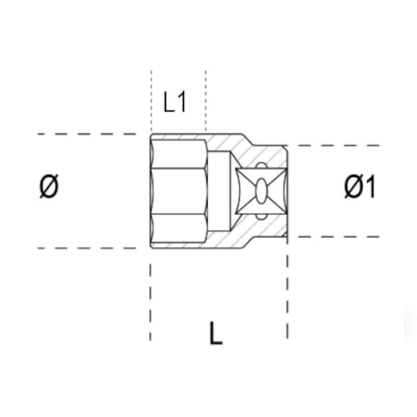 Soquete Sextavado em Inox 11mm Encaixe 1/2