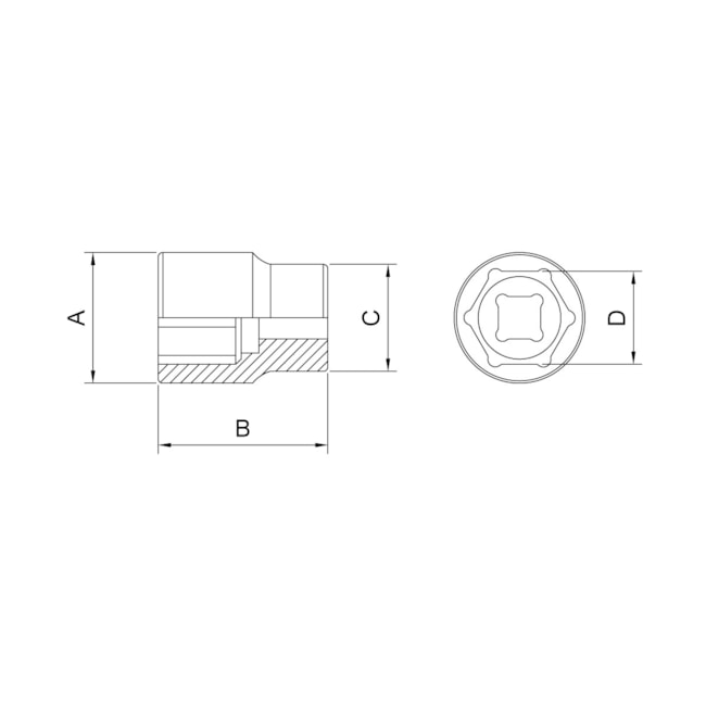 Soquete Sextavado Encaixe 1/2