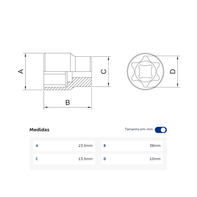 Soquete Torx E11 Encaixe 1/2