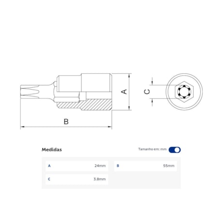 Soquete Torx T20 Encaixe 1/2
