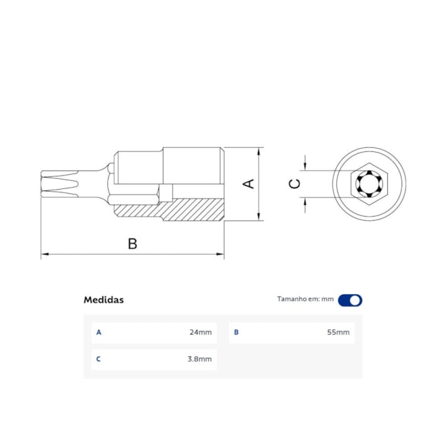 Soquete Torx T20 Encaixe 1/2