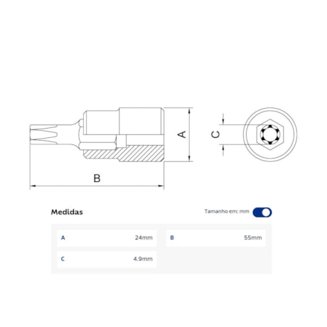 Soquete Torx T27 Encaixe 1/2