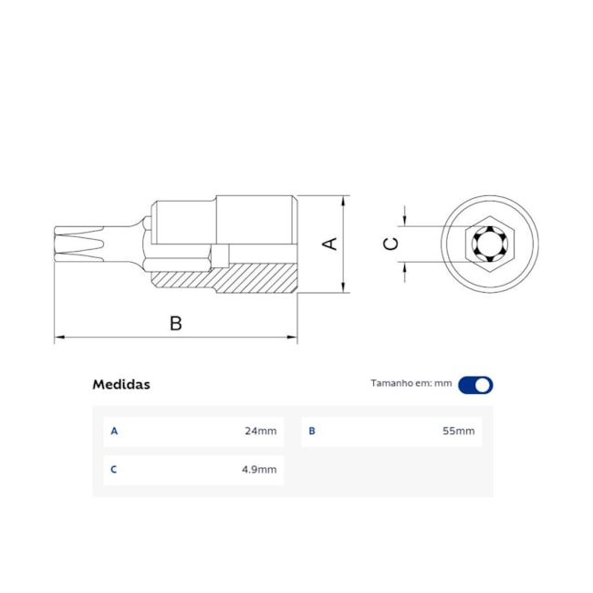 Soquete Torx T27 Encaixe 1/2