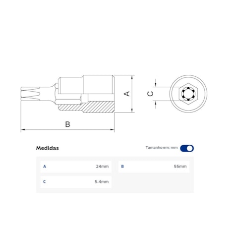 Soquete Torx T30 Encaixe 1/2