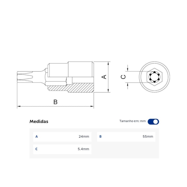 Soquete Torx T30 Encaixe 1/2