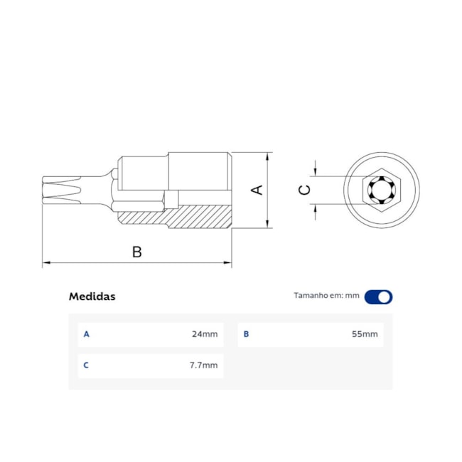 Soquete Torx T45 Encaixe 1/2
