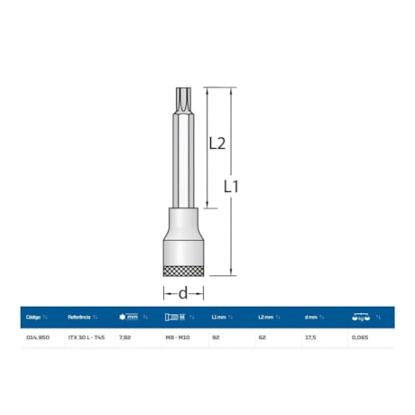 Soquete Torx T45 Encaixe 3/8