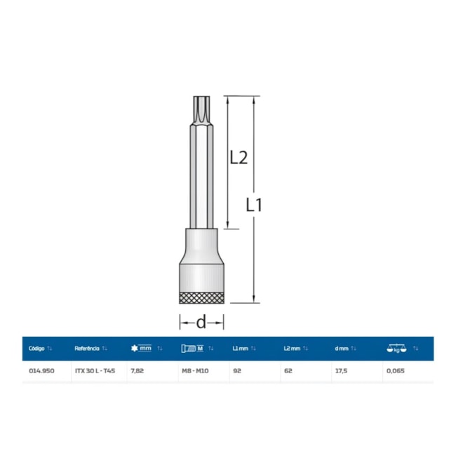 Soquete Torx T45 Encaixe 3/8