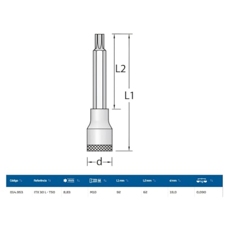 Soquete Torx T50 Encaixe 3/8