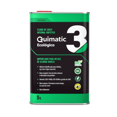 Super Fluido 3 para Corte de Metais de Alta Dureza Biodegrádavel 5L NR 3-BIO QUIMATIC