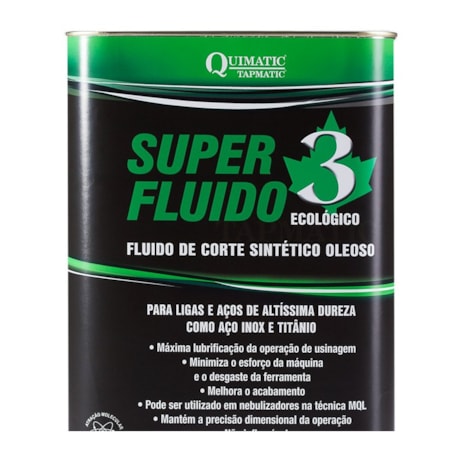 Super Fluido 3 para Corte de Metais de Elevada Dureza Biodegrádavel 5L NR 3-BIO TAPMATIC