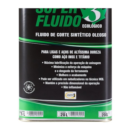 Super Fluido 3 para Corte de Metais de Elevada Dureza Biodegrádavel 5L NR 3-BIO TAPMATIC-46fae85e-ba53-478c-aab6-0d1ef4cf4cf5