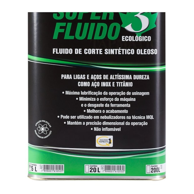 Super Fluido 3 para Corte de Metais de Elevada Dureza Biodegrádavel 5L NR 3-BIO TAPMATIC-d4550884-58c6-49dd-9a9a-1a41b3748ca2