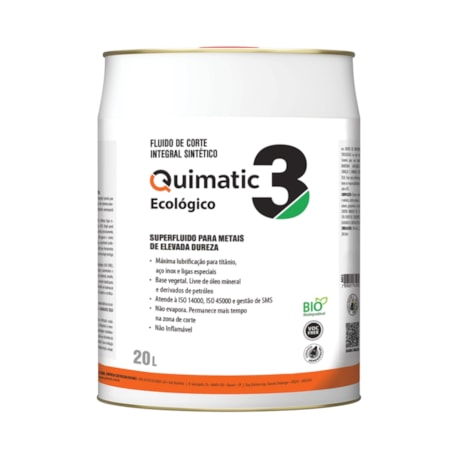 Super Fluido de Corte Sintético Ecológico 20 Litros NR 3-BIO QUIMATIC