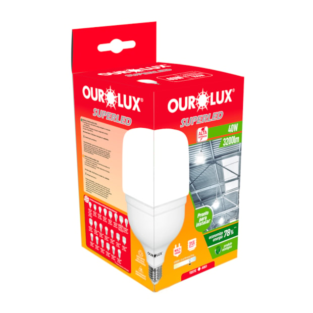 Superled Alta Potência Bulbo HO T 40W 6500K E27 Bivolt OUROLUX-83841820-f9fc-4091-9b39-9309cfdfaf01