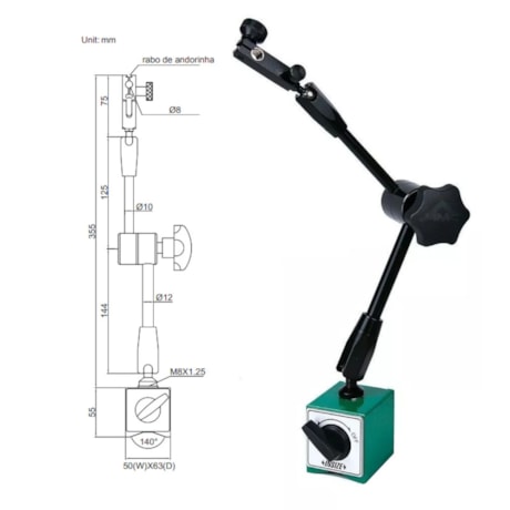 Suporte Magnético com Coluna Articulada 6208-80A INSIZE-44da77cb-6dec-447e-b551-5da8eceac75f